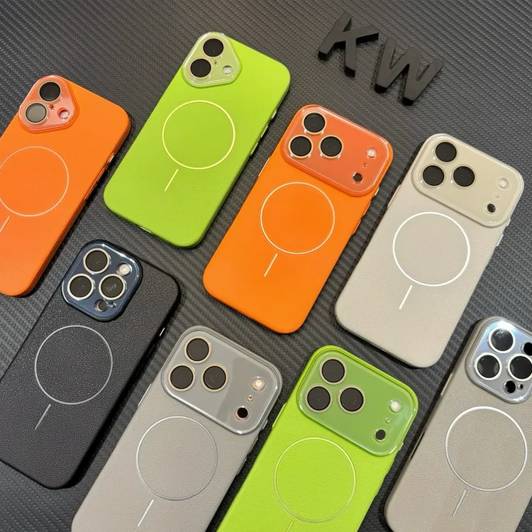 荔枝纹带镜头膜适用苹果17/16promax磁吸手机壳14/13/15硬套潮男