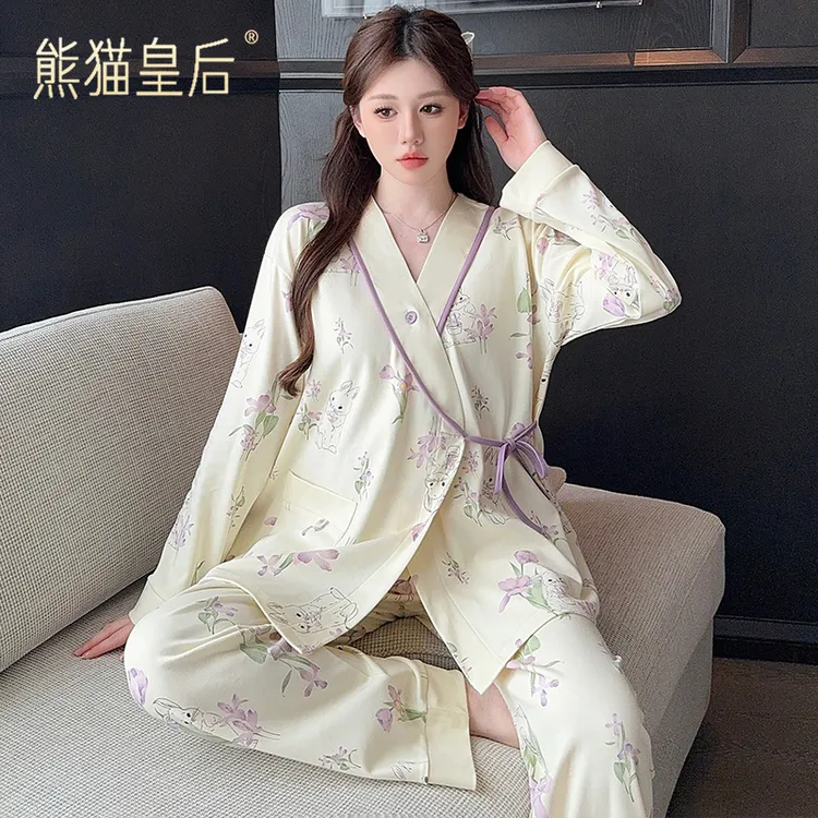 熊猫皇后月子服夏季纯棉产后产妇9-10月份孕妇睡衣春秋哺乳家居服