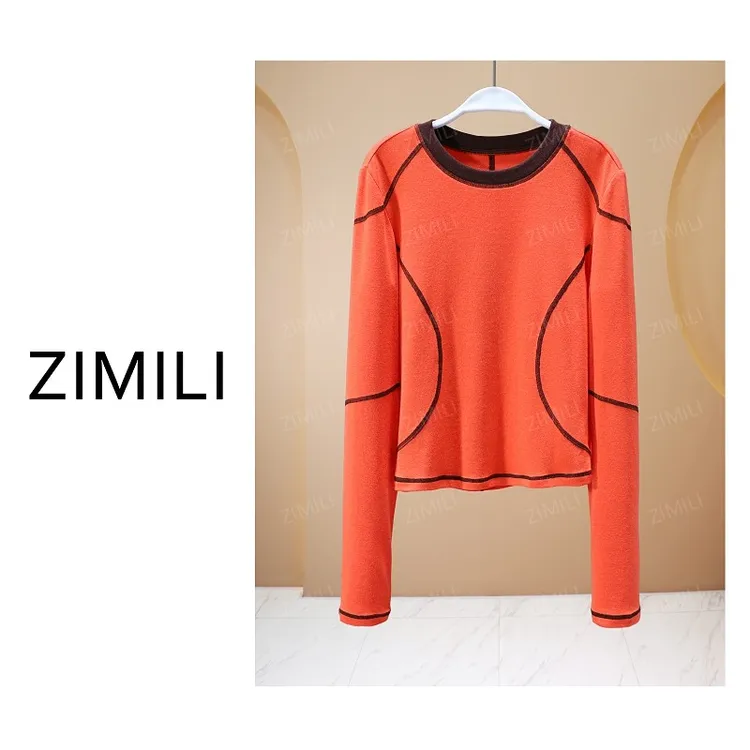 【亮哥女装】2025秋冬新品《织锦系列》丹红高弹显瘦打底上衣26227-B9