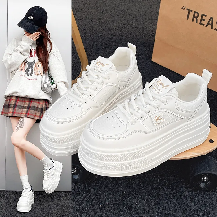 厚底2026新款韩版增高7公分小白鞋小个子配阔腿裤时尚轻便休闲鞋