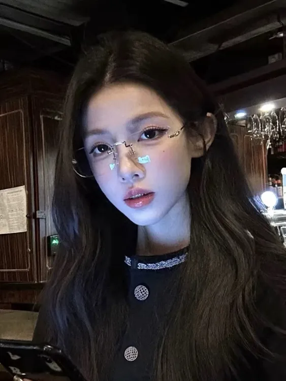 银色无框眼镜女纯欲高级感近视可配度数御姐显脸小防蓝光平光眼睛商品图