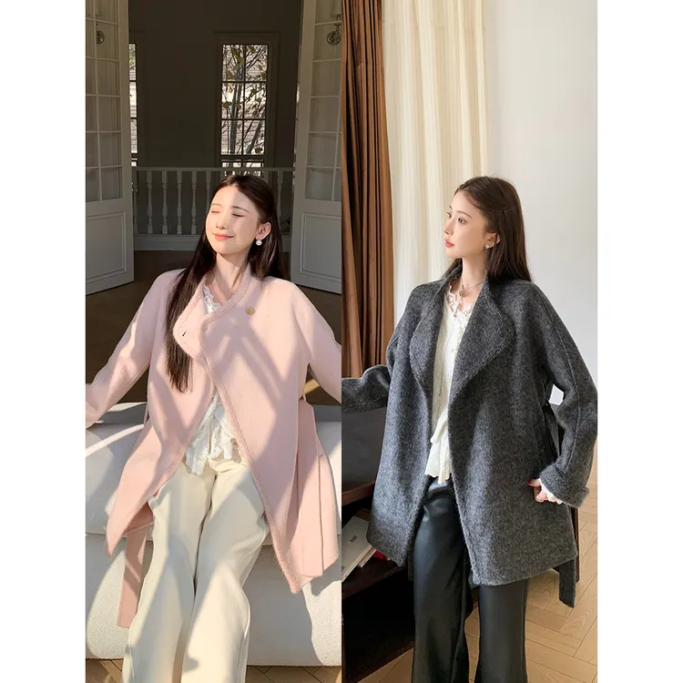 SHAOER【桃意绵绵】韩系小个子苏丽羊毛双面呢大衣女 S725Z21229