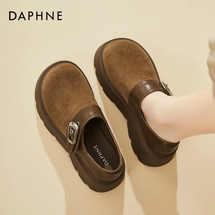 达芙妮女款2025新款春秋美拉德风格复古休闲软底厚底勃肯乐福单鞋