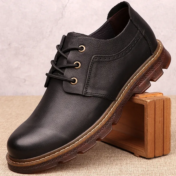 CATIA SELI工装鞋牛筋底真皮休闲大头皮鞋英伦厚底宽头百搭低帮