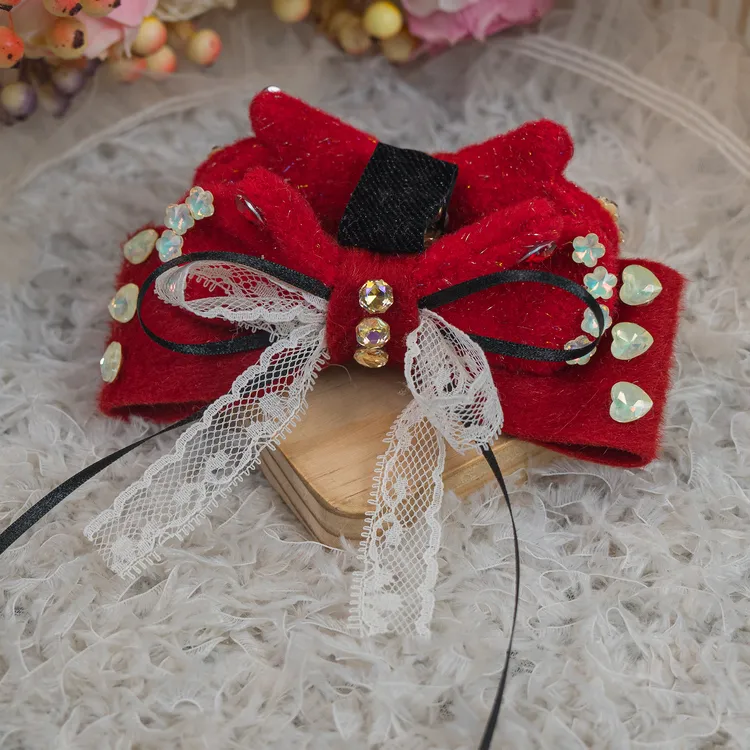 饰阿梁4474 红领结顶抓公主圣诞节日儿童头饰女孩发饰日常秋冬