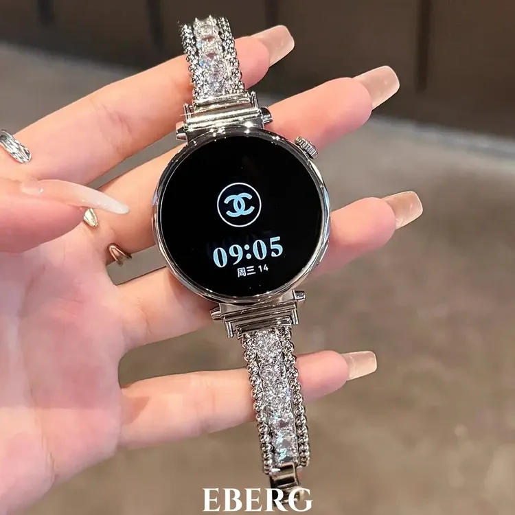 适用华为gt5手表表带5pro满钻花环手镯式gt4/3女款watch5金属表链
