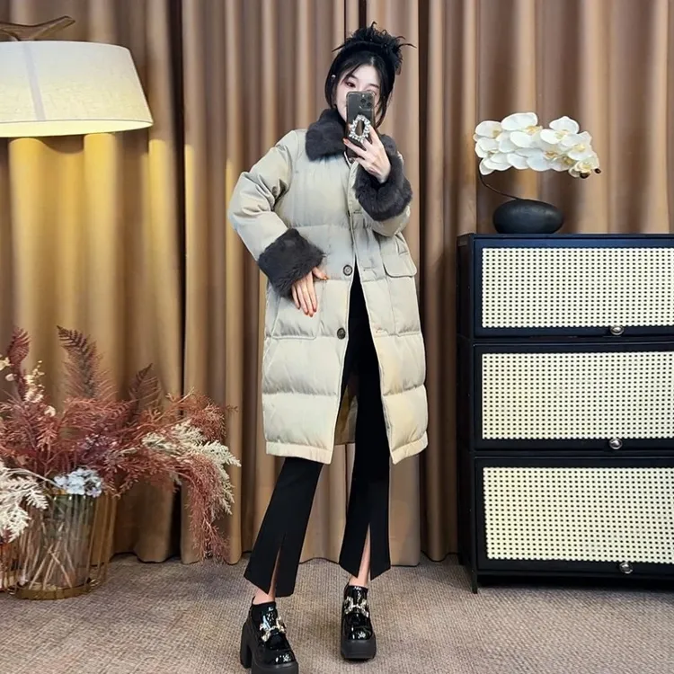 韩版保暖显瘦轻奢气质中长款棉服女2025冬季新款常规保暖时尚棉服