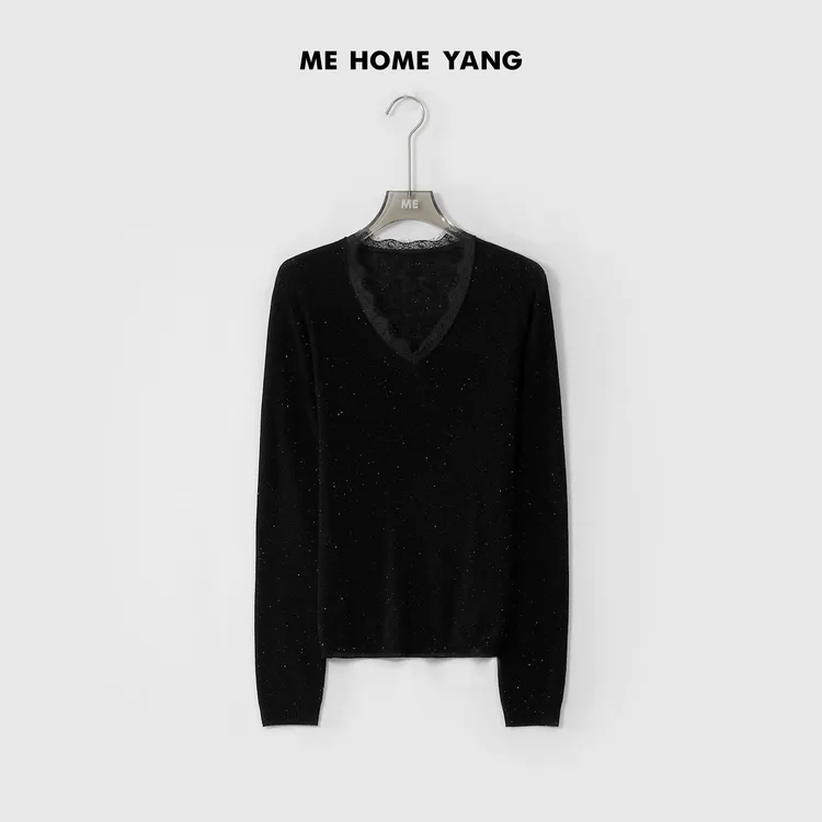 ME【蕾丝星空灯】100绵羊毛软糯亲肤透气百搭时尚针织毛衣MESS0573