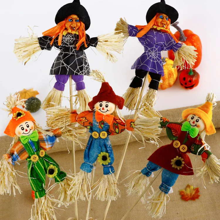 万圣节装饰女巫摆件南瓜花束装饰花艺手工diy包花材