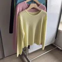 清新韩版气质温柔风圆领设计感舒适针织百搭短款女毛衣H846