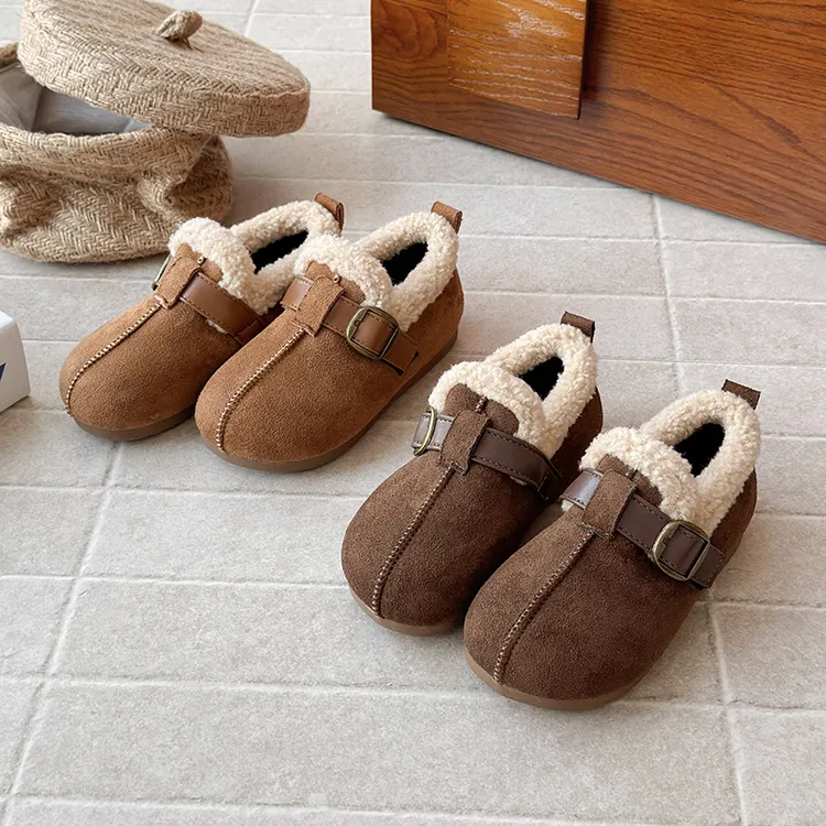 冬季女童勃肯鞋儿童棉鞋加绒保暖男童豆豆鞋宝宝毛毛鞋小女孩冬鞋