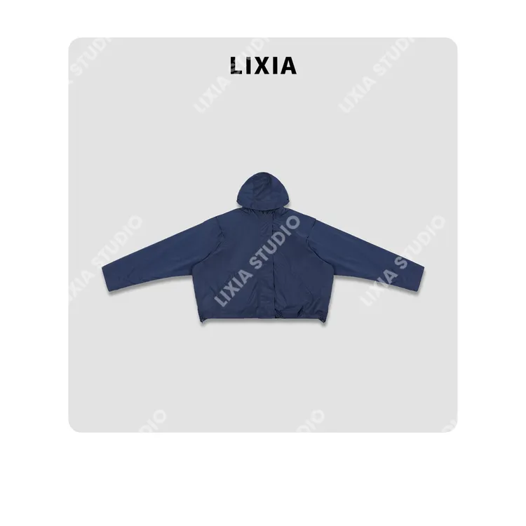 LIXIA【轻云漫游】isn风时尚潮流都市机能感设计款宝蓝色外套-D9219