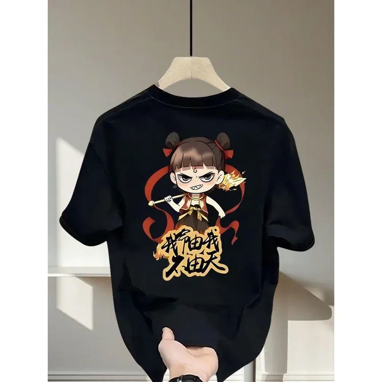 叱咤风云 高品质新款重磅轻奢百搭极 简印花流行圆领时尚宽松半袖