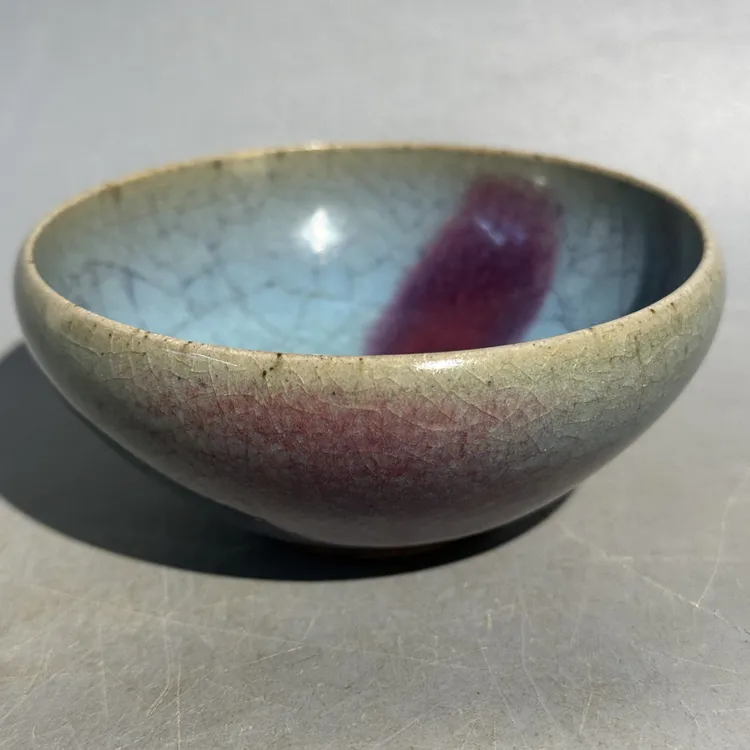 钧窑小碗茶杯，茶盏，口直径8.9cm，高3.9cm，老钧瓷，旧藏，喜欢的来