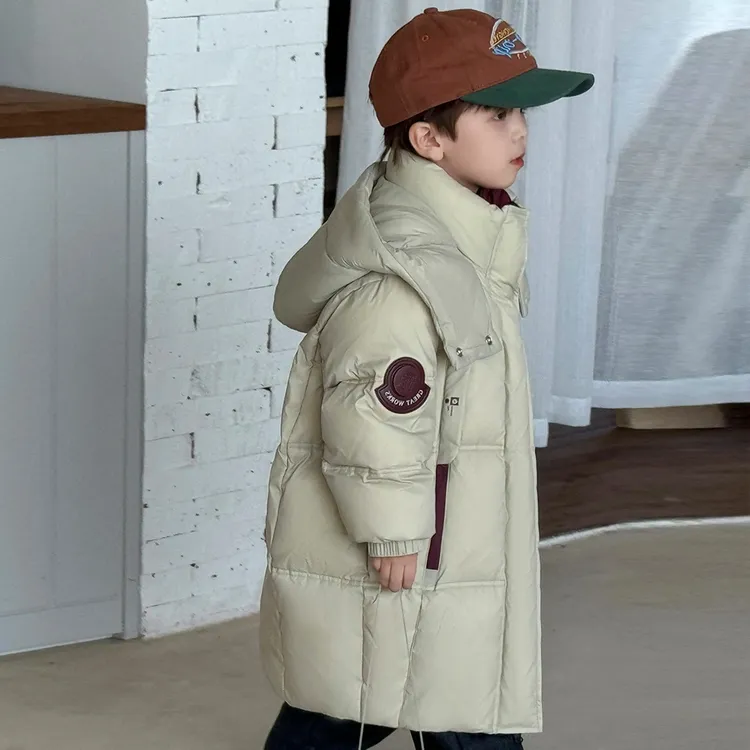 BXM 90白鸭绒儿童羽绒服防风锁温新款加厚冬装保暖中长款耐脏五防