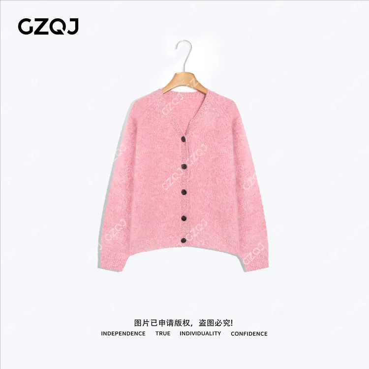 老琴私服【粉黛轻语】绵羊毛山羊绒时尚拉毛针织衫女冬款毛衣 12688