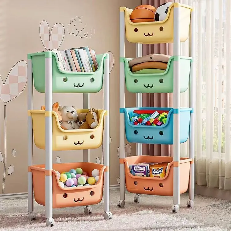 马卡龙置物架儿童玩具落地收纳置物架家用书架多层整理玩具可移动