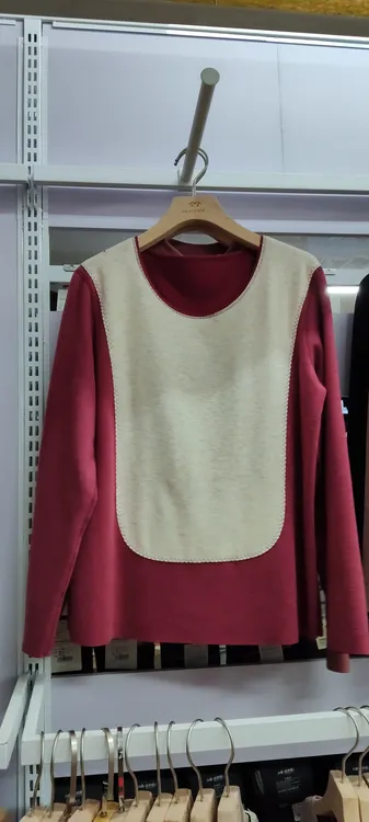 慕羊9908双层加长贴片女式圆领花边保暖单件上衣秋衣保暖上衣