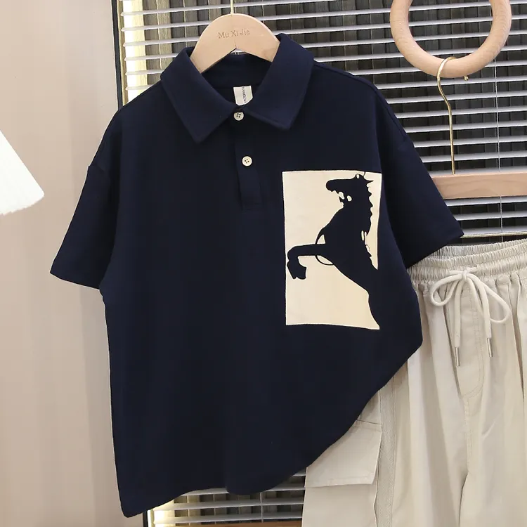男童polo衫夏季短袖薄款6-12岁中大童时尚韩版打底衫儿童上衣男孩