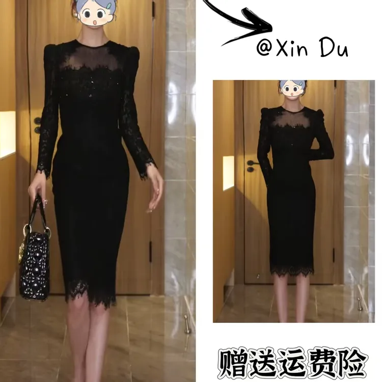 2025秋季新款时尚显瘦气质女士网红洋气连衣裙百搭款D22289