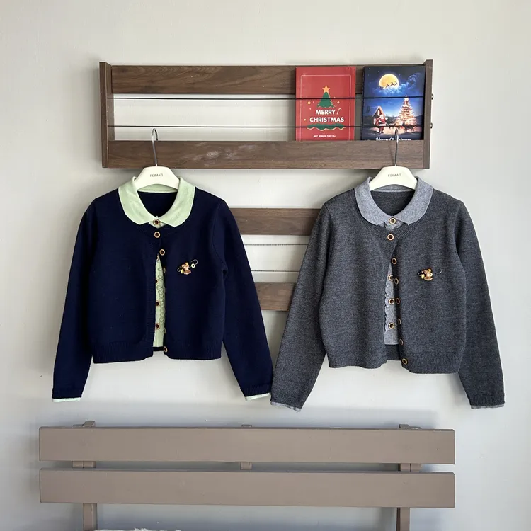 赵小小【广岛少女】6587 冬季新款百搭气质假两件开衫毛衣上衣