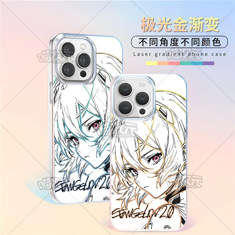 线稿绫波丽适用苹果华为vivo一加iPhone小米红米一加极光金手机壳