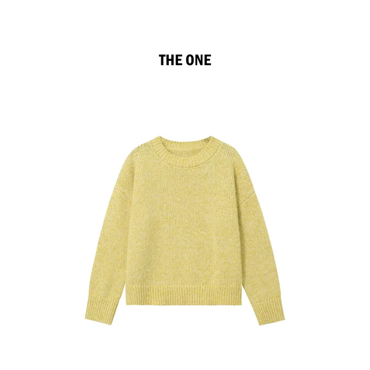 AZE 小黄鸡 新款黄色慵懒绵羊毛混纺软糯圆领套头毛衣 CC51119M6
