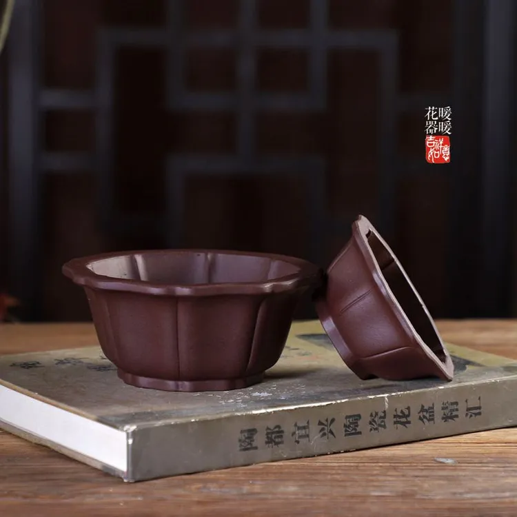 『六边葵式』暖暖精选手工紫砂小花盆高档绿植盆景盆蒋红翠