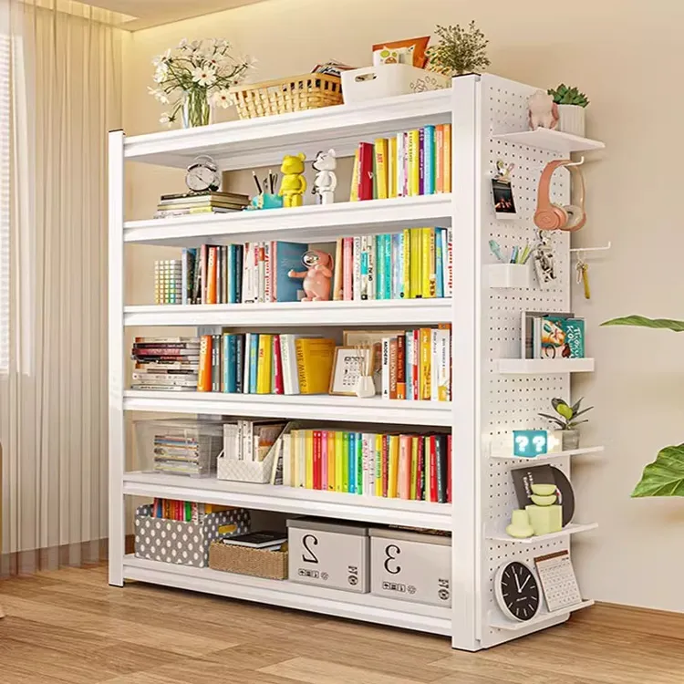 【二手价】钢制书架落地置物架家用铁艺多层简易书柜一体靠墙储物架