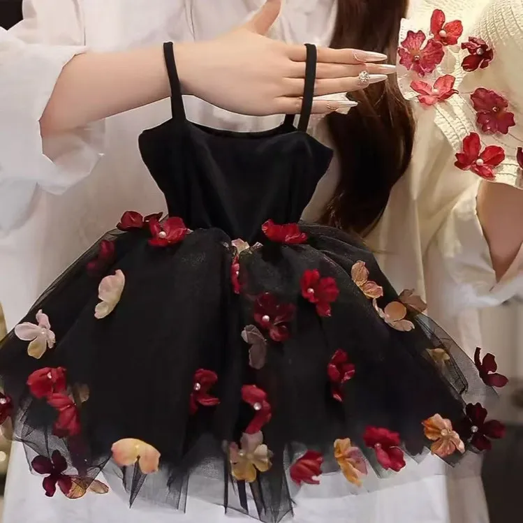 女童2025夏季新款韩版蝴蝶结吊带仙女蓬蓬连衣裙超仙小女孩公主裙