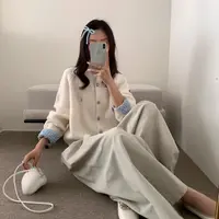 韩系早秋穿搭灰色翻领针织开衫外套女新款慵懒风宽松显瘦毛衣