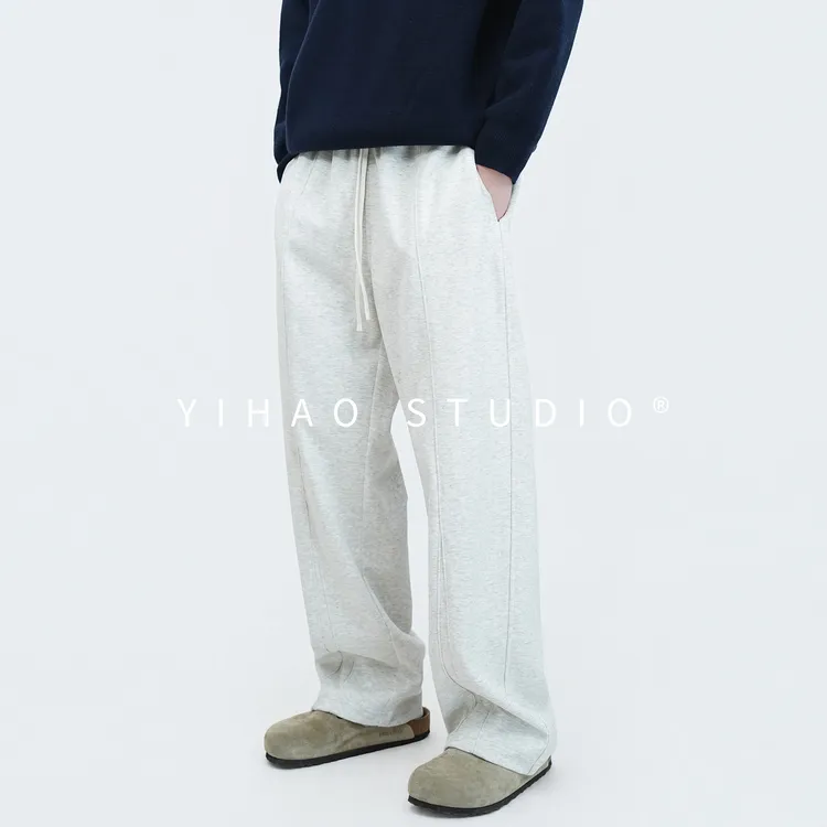 YIHAO STUDIO秋冬男士宽松直筒休闲裤加厚简约百搭立体剪裁长裤