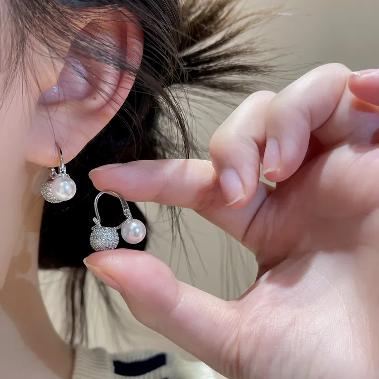 【黑糖饰品】轻奢瑞丽风双珠耳扣复古小众精致耳环E1767