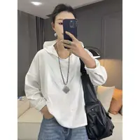 7332太谷春季新款长袖休闲简约百搭连帽净色大版宽松帽衫