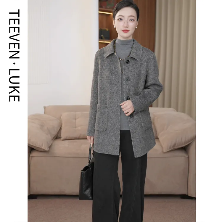 2025年新款外套女羊毛新款双面呢外套时尚高端洋气