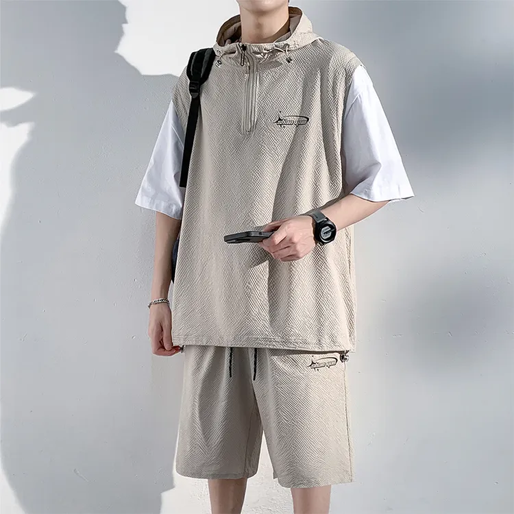 潮牌百搭套装2025年夏季新款时尚休闲凉感透气酷帅大码男士两件套