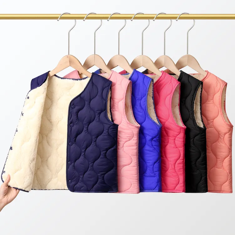 秋冬儿童羊羔绒棉马甲加绒加厚中大男童女童内外穿一体绒保暖背心