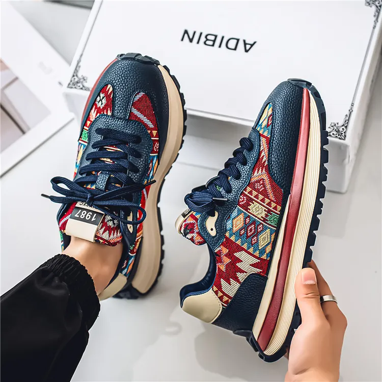 潮牌男鞋2025新款春季透气厚底增高老爹运动休闲跑步小众设计潮鞋