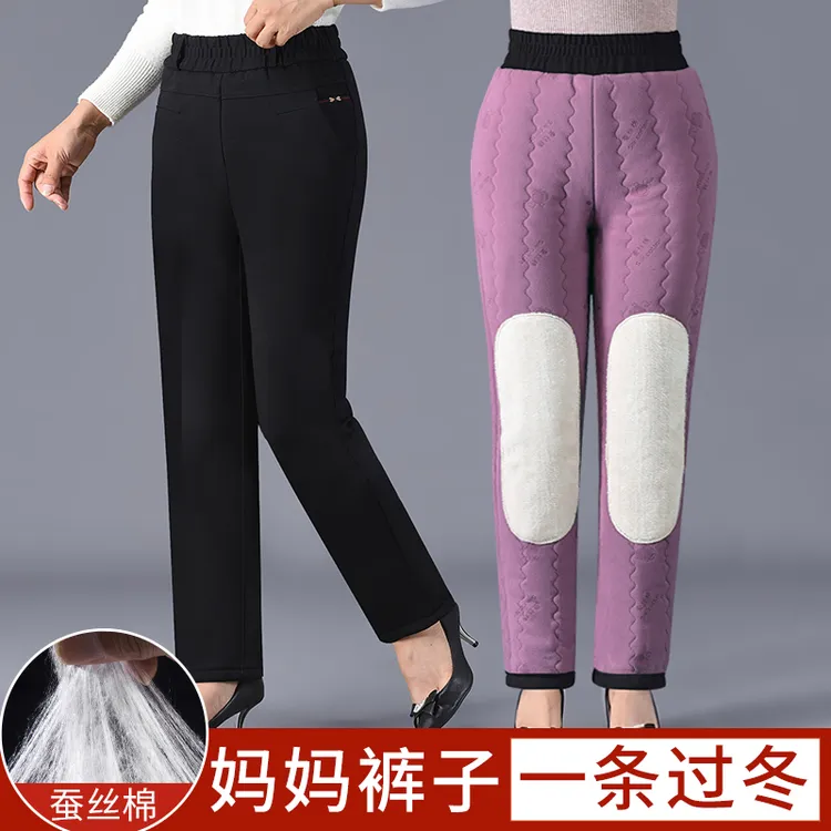 棉裤女冬季外穿加绒加厚保暖妈妈裤子中老年人蚕丝冬裤女士奶奶裤