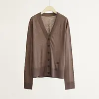 美国订单设计感100%羊毛不对称造型开衫女士毛衣（250407）2811