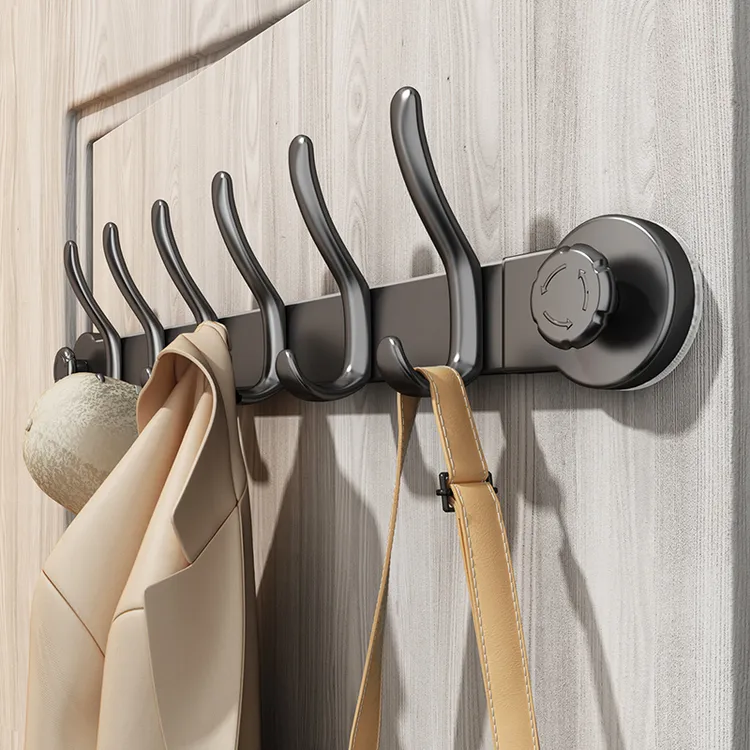 吸盘门后挂钩厨房家用免打孔墙上门后玄关联排挂钩强力承重挂衣钩