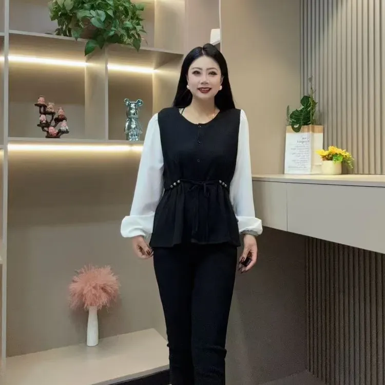 冬季小衫-璐 8879时尚潮流抽绳串珠设计显瘦款胖MM大码女装新款