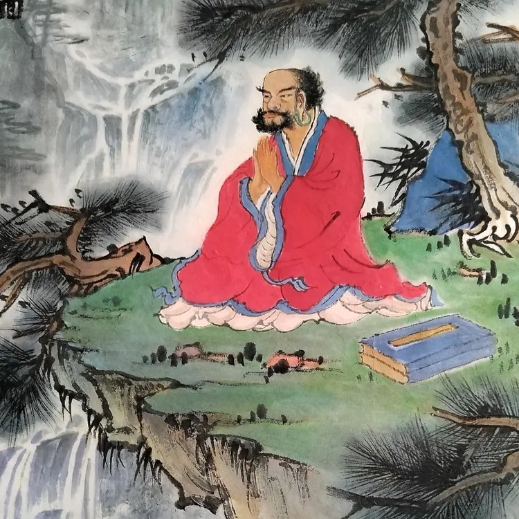 张谦 红衣人物图 40×40斗方软片