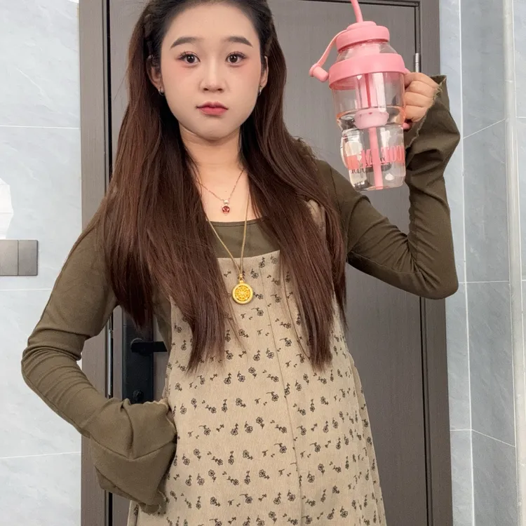 孕妇装秋季套装洋气碎花孕妇上衣搭配背带裤时尚百搭秋冬装两件套
