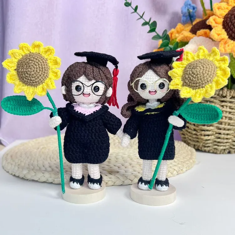 毕业娃娃一举夺魁材料包di打发时间趣味手工毛线钩针编织视频教程