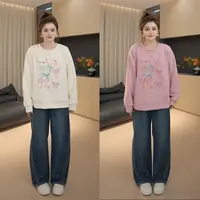 【胖佳佳】现货~甜心蝴蝶结 圆领卫衣秋季减龄百搭上衣H625Z14653