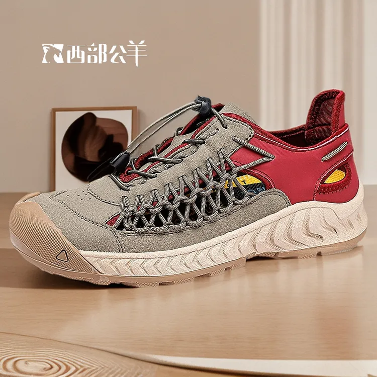 西部公羊手工编织凉鞋韩版个性夏季外穿透气包头凉拖鞋运动沙滩鞋