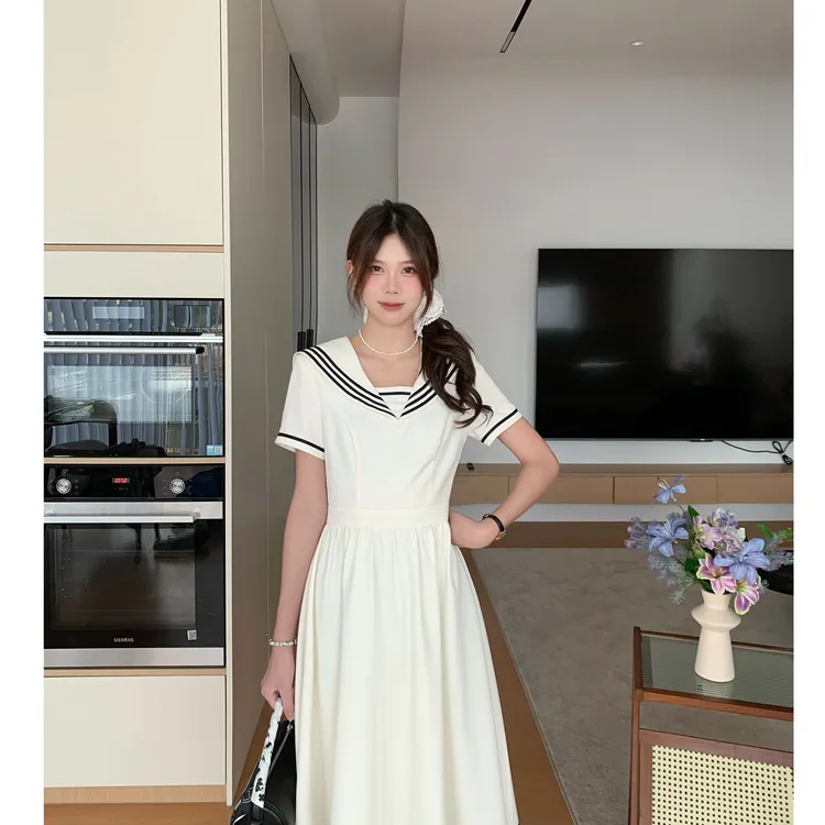 张汽水夏季气质显瘦连衣裙海军风显瘦少女学院风甜美DY2025100