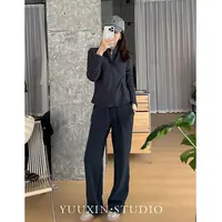  【YUUXIN】温泉绒套装~羊绒蛋白 冬季立领卫衣外套休闲阔腿裤套装