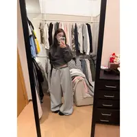 【陈碗饭】慵懒休闲复合棉松紧螺纹腰宽松抽绳运动拖地卫裤210